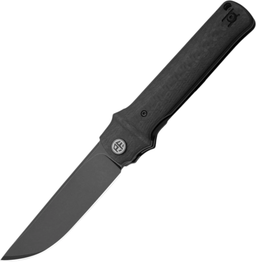 Petrified Fish Tena coltello tascabile 9,7 cm, Black Stonewash, nero, carbonio