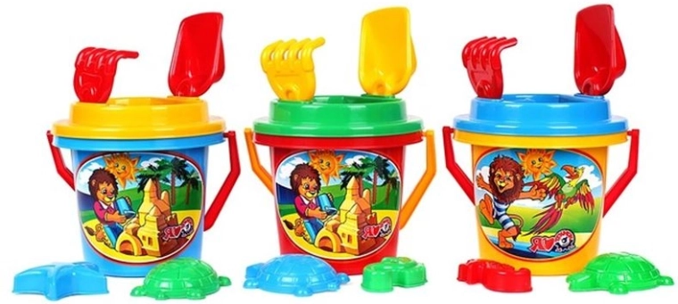 Set da spiaggia per bambini con secchiello, setaccio e formine (3 varianti)
