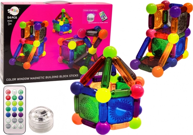 Set di costruzione magnetico con illuminazione 54 pezzi