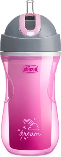 Chicco bicchiere termico con cannuccia 266 ml rosa (14m+)