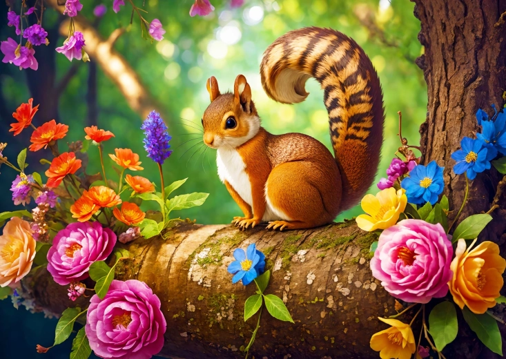 Puzzle Enjoy Scoiattolo in fiore 1000 pezzi