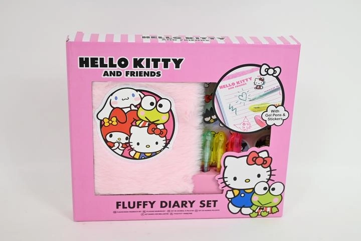 Hello Kitty mini diario in peluche con penne gel e adesivi