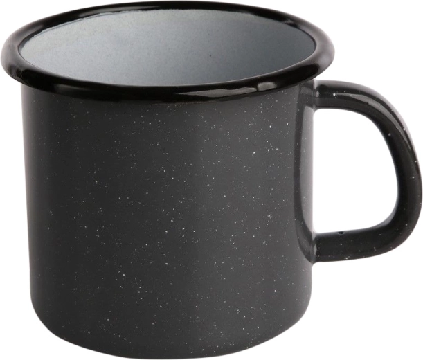 Tazza smaltata grigia con decoro a puntini 0,45 l