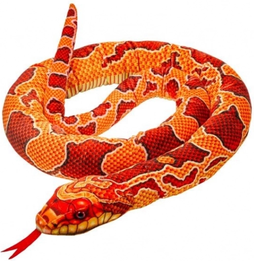 Serpente di peluche rosso‑arancione 180 cm