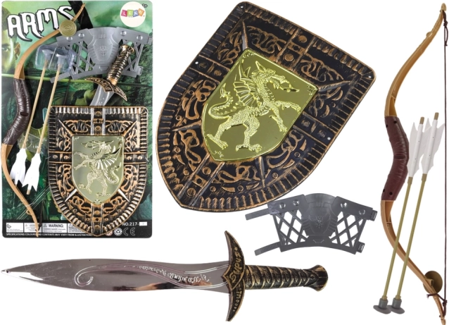 Set da cavaliere per bambini con spada, scudo e arco