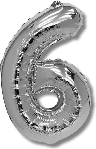 Palloncino in foil numero 6 argento 40 cm