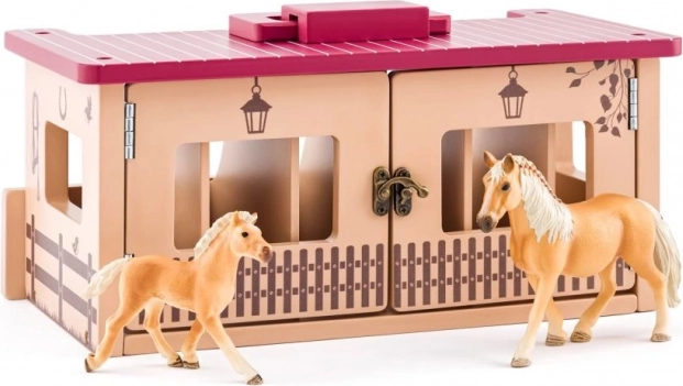 faunica stalla in legno per cavalli con 6 box