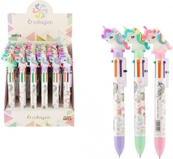 Penna multicolore con unicorno 6 in 1