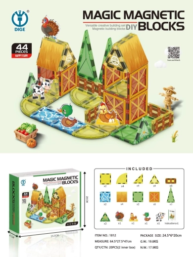 Set di costruzioni magnetico fattoria 44 pezzi