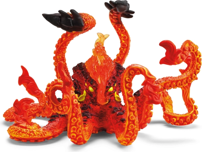 Kraken di fuoco con tentacoli e ventose