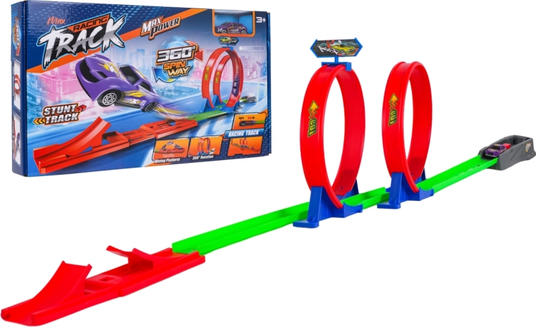 Pista da corsa con due loop e macchinina