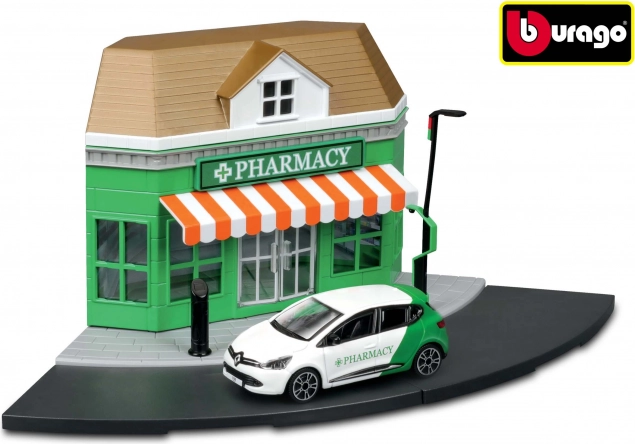 Bburago City farmacia 1:43 set di gioco con auto in metallo