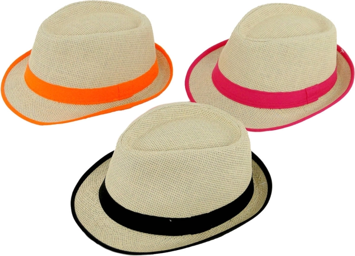 Cappello estivo di paglia unisex con nastro colorato - 1 pezzo