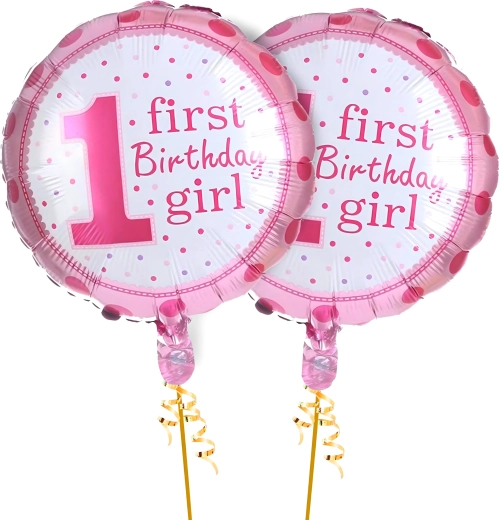 Palloncini per il 1° compleanno di una bambina – set da 5 pezzi con stelline