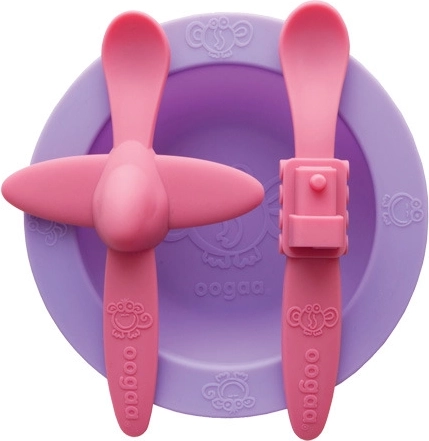 Set di stoviglie per bambini Oogaa viola con rosa