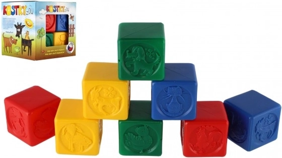 Blocchi di plastica colorati per bambini con animali, set di 8 pezzi