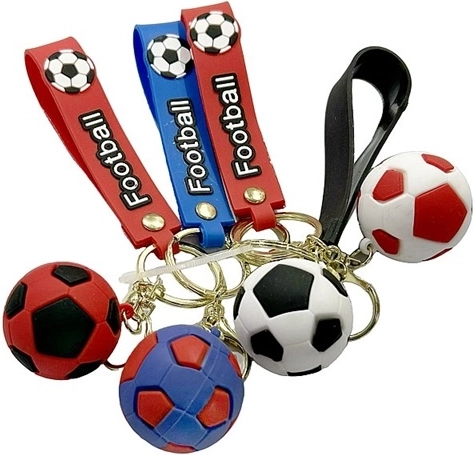 Portachiavi con pallone da calcio con etichetta (12 pz)