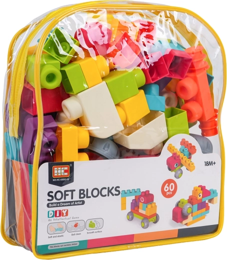 Set di 60 morbidi blocchi da costruzione con zaino