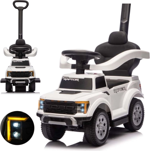 Milly Mally cavalcabile per bambini con maniglia di guida Ford F-150 3v1 bianco