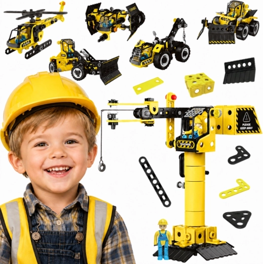 Set di costruzioni Woopie veicoli da cantiere STEAM 6 in 1, 223 pezzi
