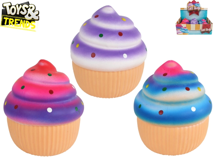 Toys&Trends Mega Squeeze Cupcake – giocattolo antistress da schiacciare e da stirare 13 cm (6 pz, mix colori)
