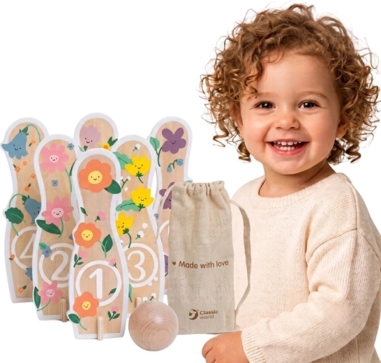 Birilli in legno per bambini Classic World con pallina