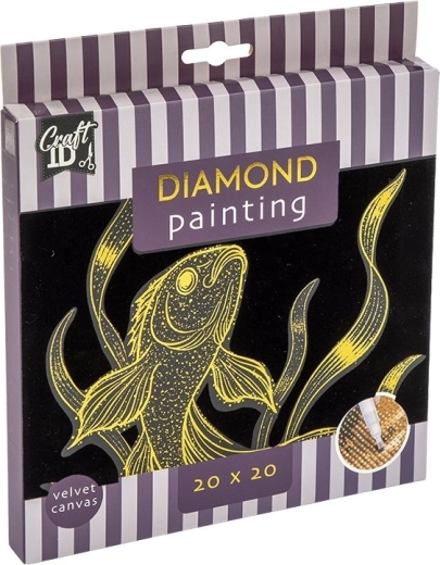 Pittura con diamanti Craft ID su tela di velluto – Pesciolino 20 × 20 cm