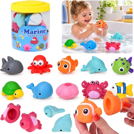Giochi da bagno con animali marini divisibili a metà, set da 10 pezzi