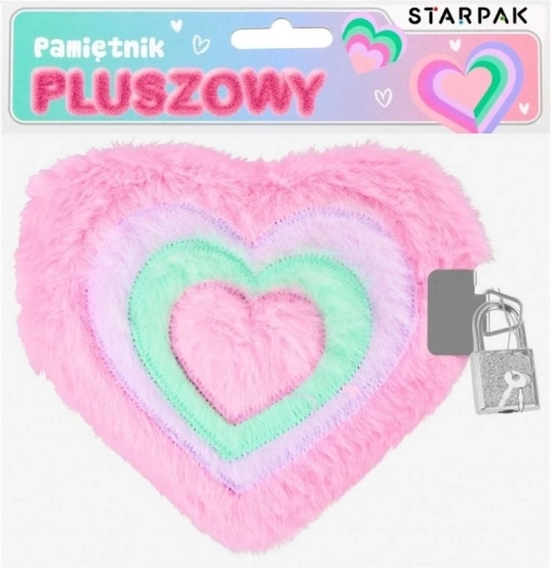 Diario in peluche a forma di cuore con lucchetto