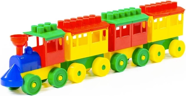 Trenino modulare in plastica con 3 vagoni