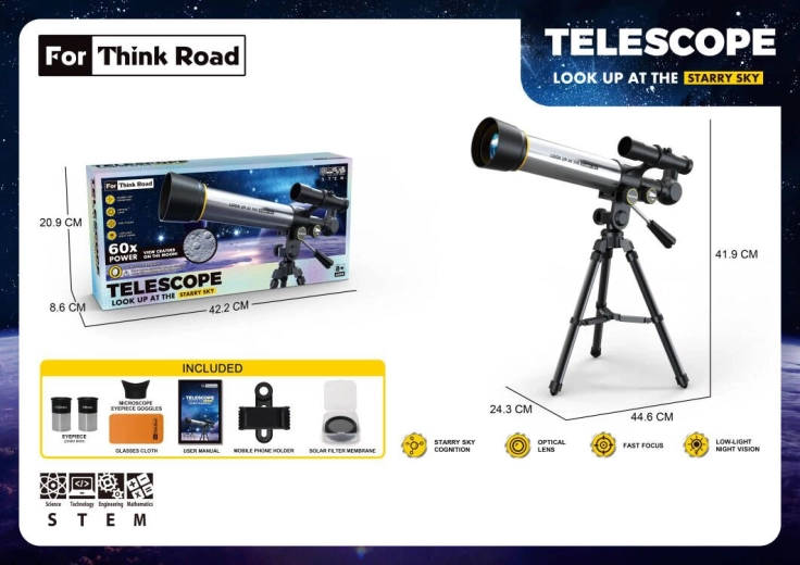 Telescopio astronomico Sparkys con treppiede e supporto per telefono - 1 pezzo