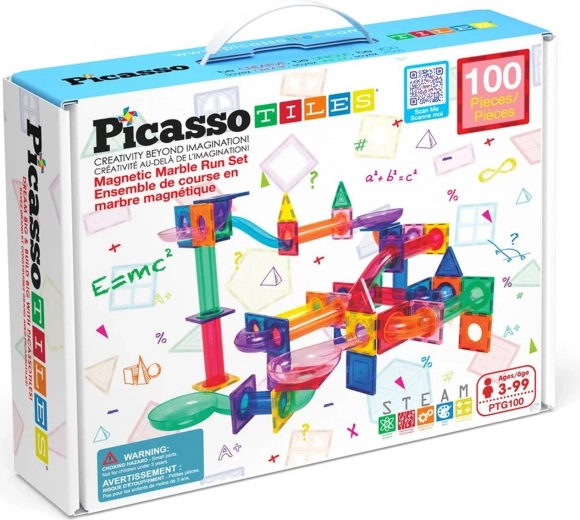 Set di costruzioni magnetiche PICASSO – 100 pezzi pista a biglie