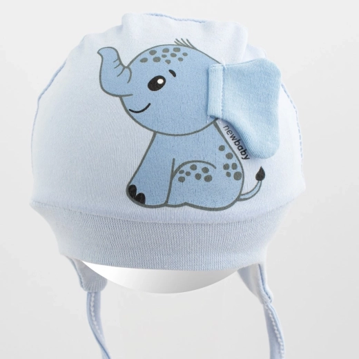 Cappellino neonato in cotone New Baby Happy Elephant blu