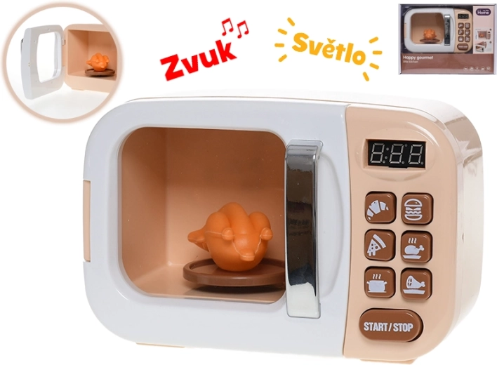 Forno a microonde giocattolo per bambini con luci, suoni e accessori