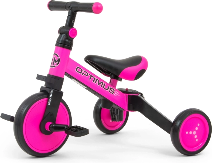 Milly Mally cavalcabile e triciclo per bambini 3 in 1 Optimus rosa