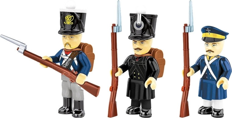Tre minifigure autentiche della fanteria prussiana