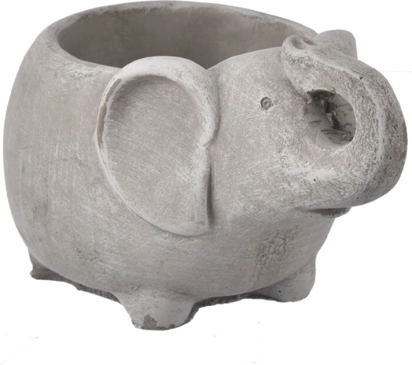 Vaso decorativo in cemento a forma di elefante grigio 19 × 12 × 12 cm