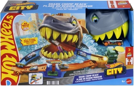 Hot Wheels City spiaggia con attacco dello squalo