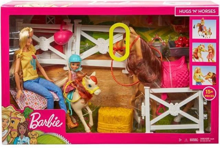 Scuderia Barbie con cavalli, bambole Barbie e Chelsea e accessori