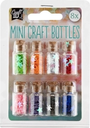 Mini bottigliette colorate per il fai da te con riempimento decorativo (8 pz)