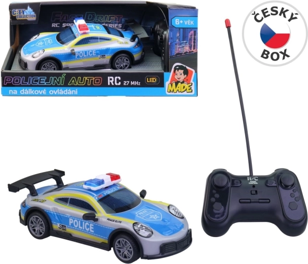 Auto della polizia radiocomandata con luci