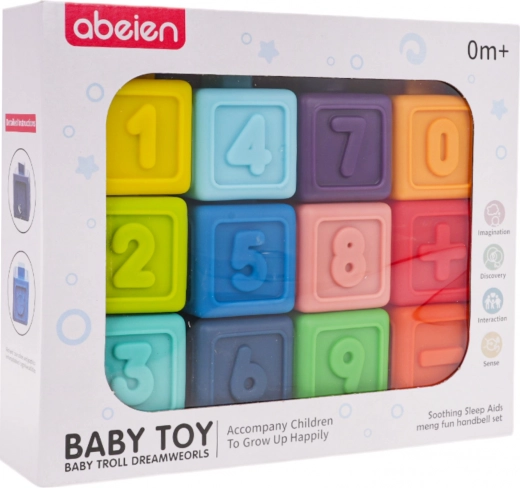 Set di cubi sensoriali in gomma con attività matematiche (12 pezzi)