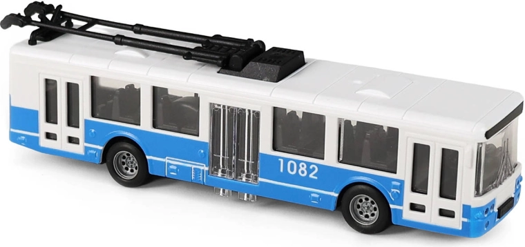 Filobus blu dei trasporti pubblici con volano, 16 cm