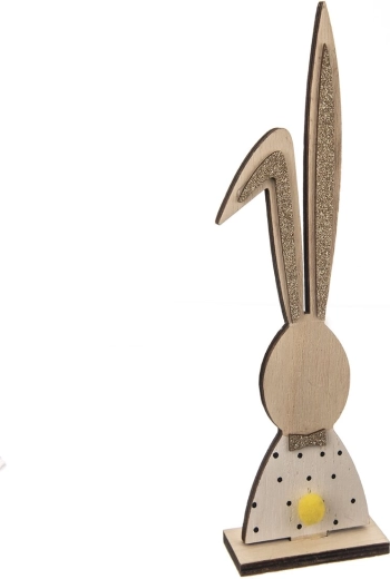Decorazione in legno a coniglietto bianco-marrone 26 cm