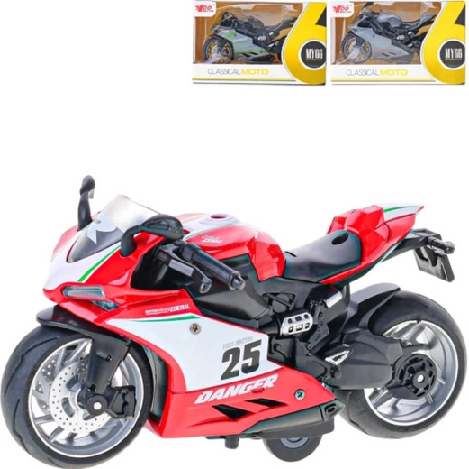 Moto da corsa in metallo 14 cm 1:12 con retrocarica in scatola - 1 pezzo