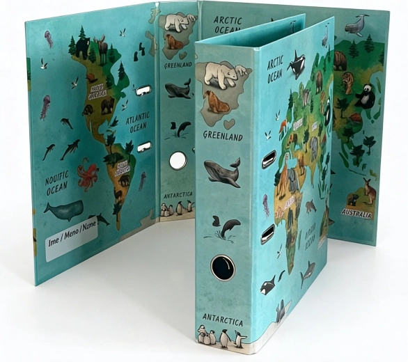 Raccoglitore a leva di design A4 7,5 cm – mappa del mondo