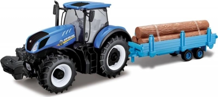 Trattore New Holland T7.315 con rimorchio lungo per legname 1:32