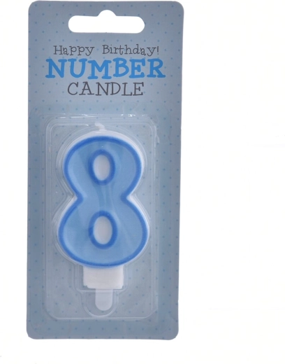 Candelina per torta numero 8 blu 7 cm