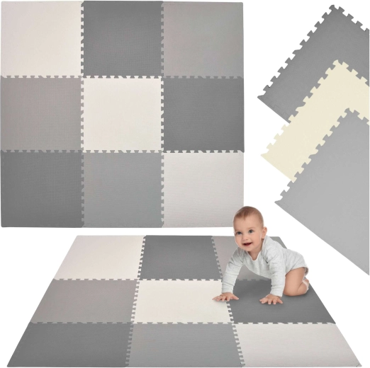 Tappeto puzzle in schiuma Humbi XXL 180 × 180 cm grigio-crema