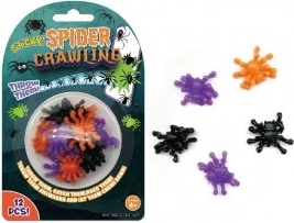 Ragnetti appiccicosi in silicone 3 cm – set da 12 pezzi